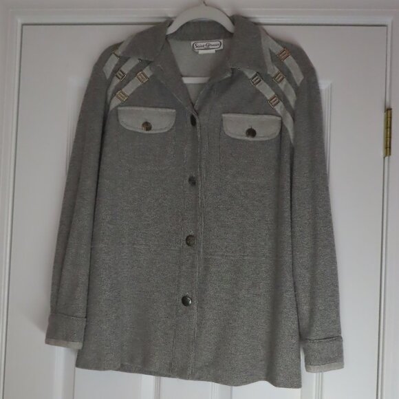 Vintage St. Germain Paris USA Womens Button Up Top Small Gray Unique - Picture 2 of 15